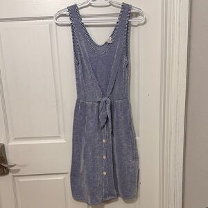 Caution To The Wind Blue and White Striped Midi Dress